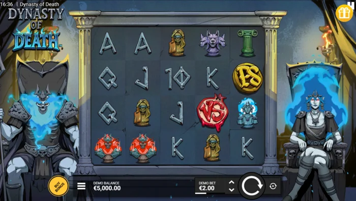 Dynasty of Death – ekran gry z bębnami