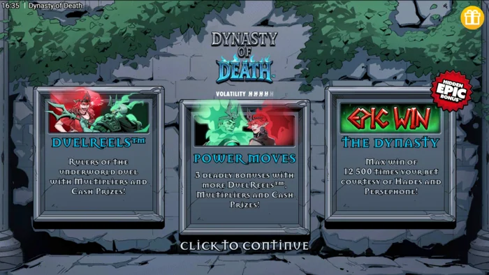 Dynasty of Death – główne menu gry